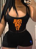 LW Plus Size Cami Graffiti Letter Print Shorts Set