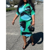 LW Plus Size Mixed Print Pleated Dress