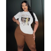 LW Plus Size Lip Letter Print Shorts Set