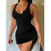 LW BASICS Ruched Drawstring Bodycon Cami Dress