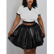 LW BASICS Plus Size Color Contrast Two-piece Skirt