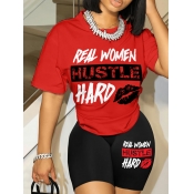 LW Lip Letter Print Shorts Set