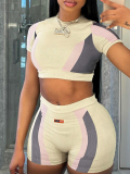 LW Crop Top Striped Shorts Set