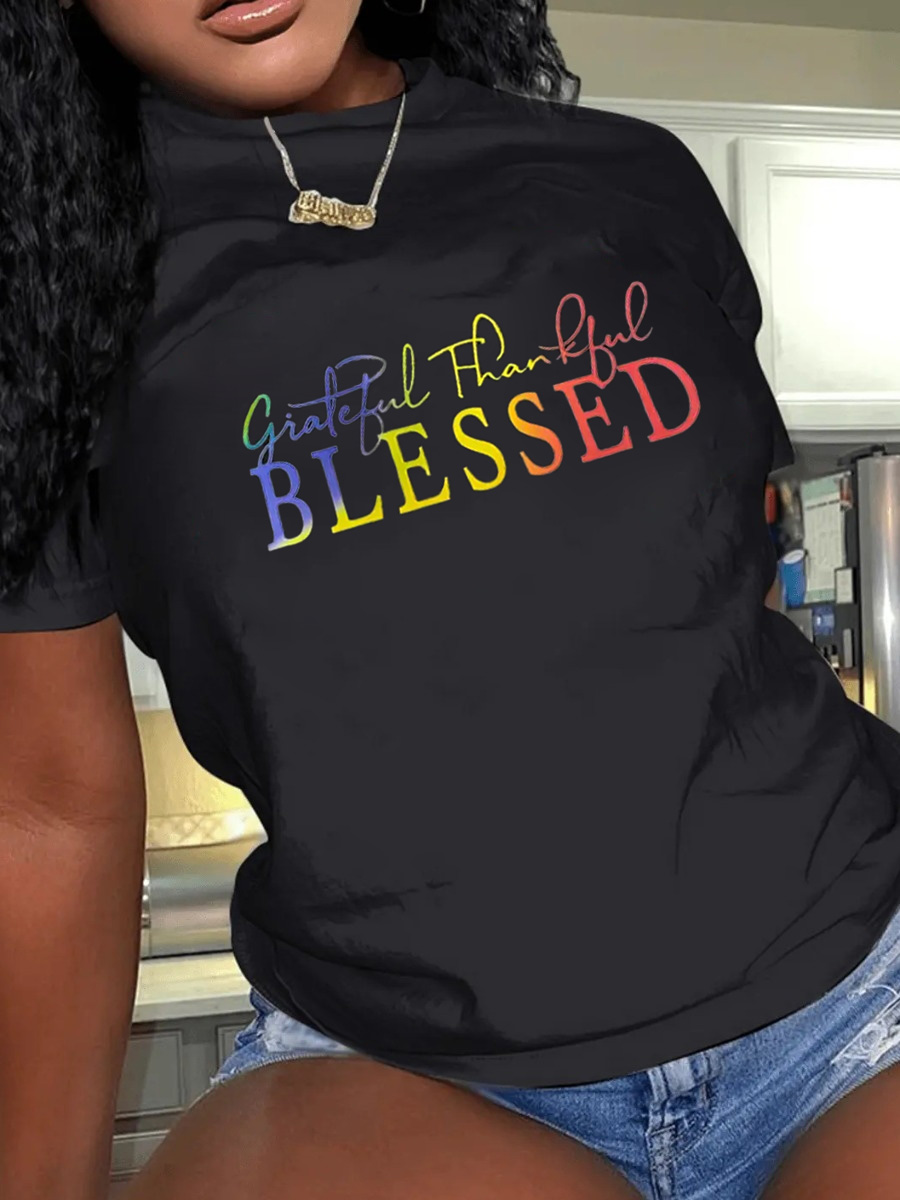 LW Blessed Letter Print T-shirt