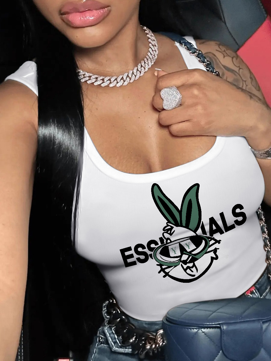 LW Plus Size Cartoon Essentials Letter Print Camisole