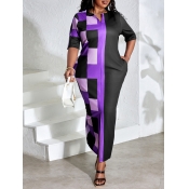 LW Plus Size Plaid Print Pocket Design Dress