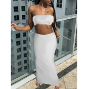 LW BASICS Tube Top High Waist Skirt Set