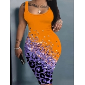 LW Plus Size Rhinestone Decor Print Bodycon Cami D