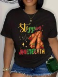 LW Juneteenth Figure Letter Print T-shirt