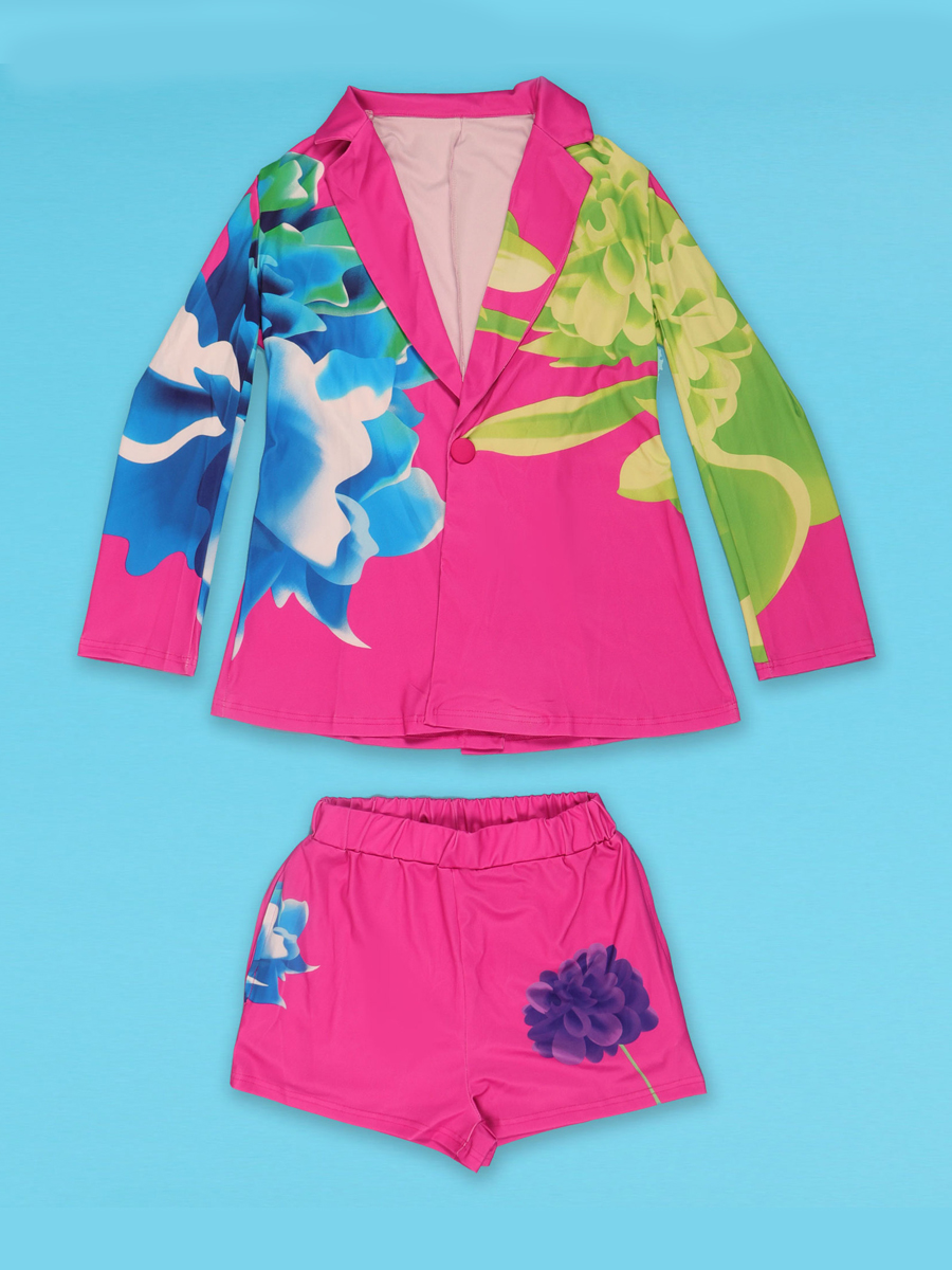 LW Plus Size Floral Print Blazer Shorts Set 3X