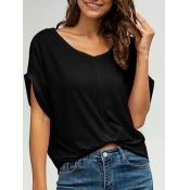 LW COTTON Basic Solid Color Loose T-shirt