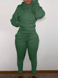 LW BASICS Kangaroo Pocket Drawstring Tracksuit Set