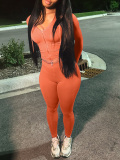 LW None Solid Color Two-piece Pants Set