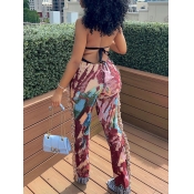 LW Tassel Design Mixed Print Pants Set