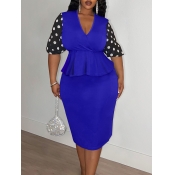 LW BASICS Plus Size Dot Print Flounce Design Skirt