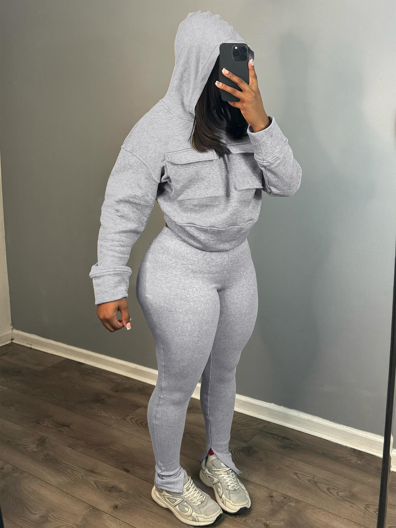 LW Plus Size Hooded Collar Pocket Design Tracksuit Set 5X