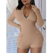 LW BASICS Rib Knit Side Pocket Romper