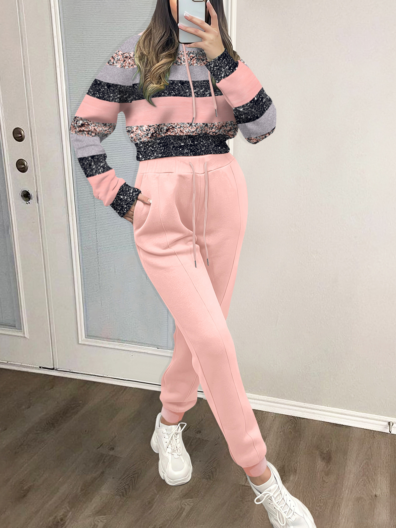 LW BASICS Color Contrast Two-piece Pants Set