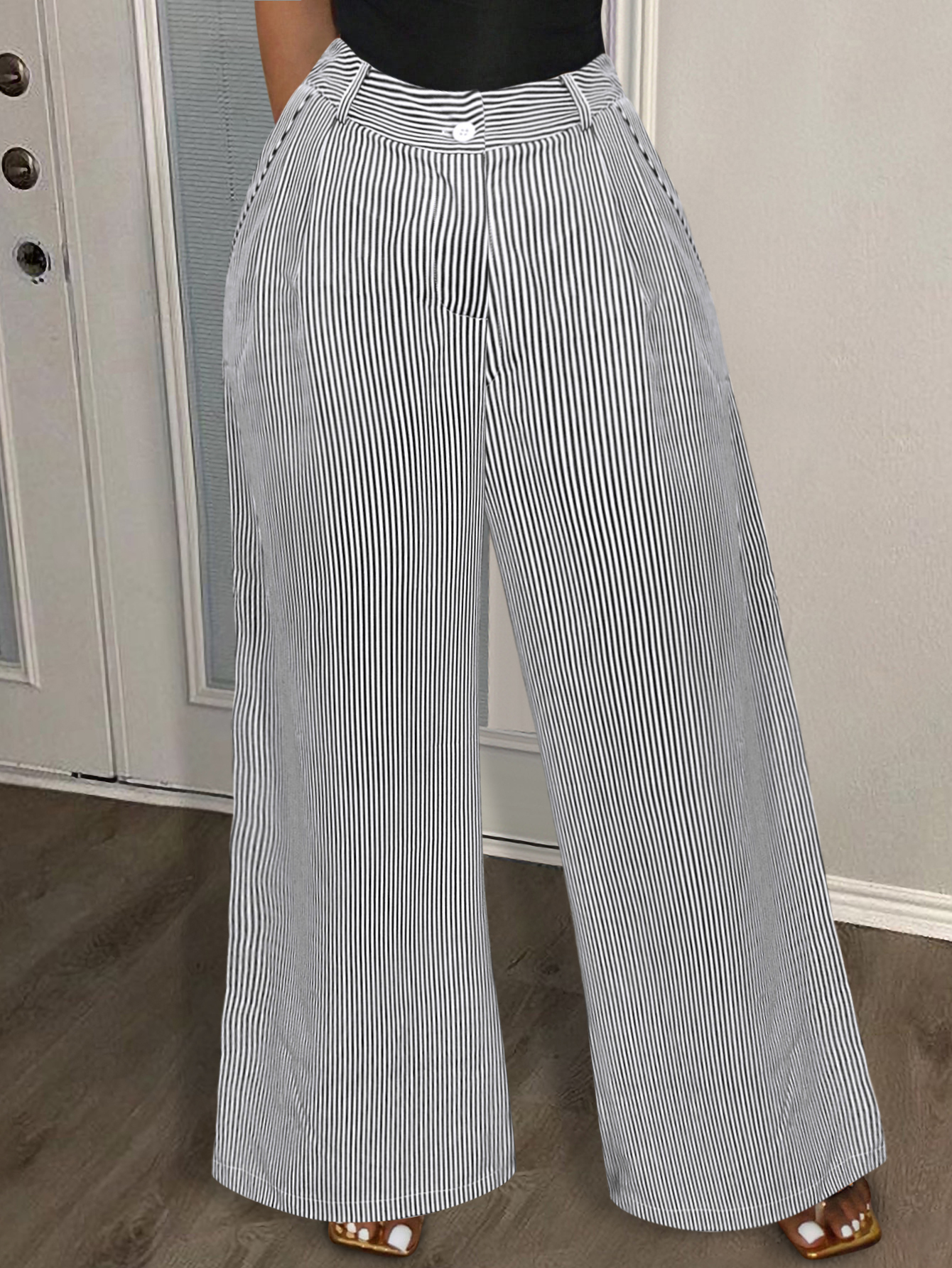 LW BASICS Plus Size Striped Pants 5X