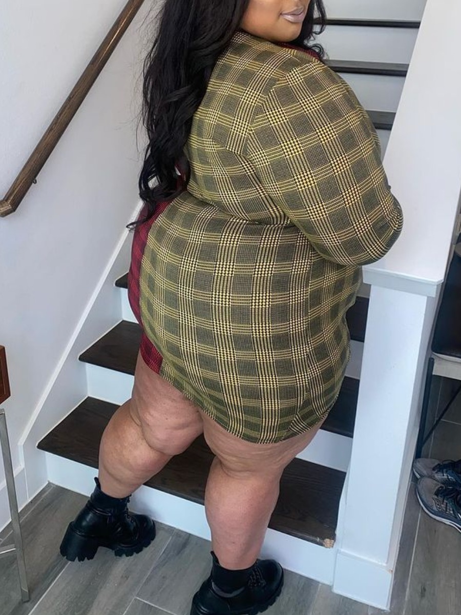 LW Plus Size Drawstring Plaid Dress 4X