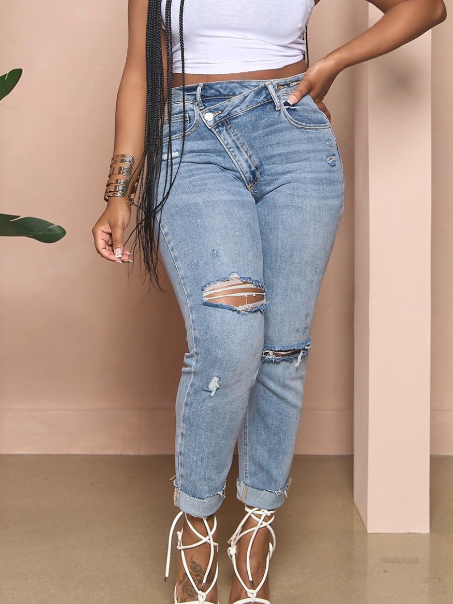 LW Plus Size Ripped Solid Jeans