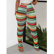 LW BASICS Plus Size Striped Patchwork Skinny Pants