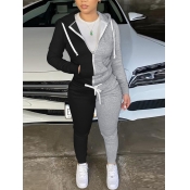 LW BASICS Hooded Collar Kangaroo Pocket Tracksuit 