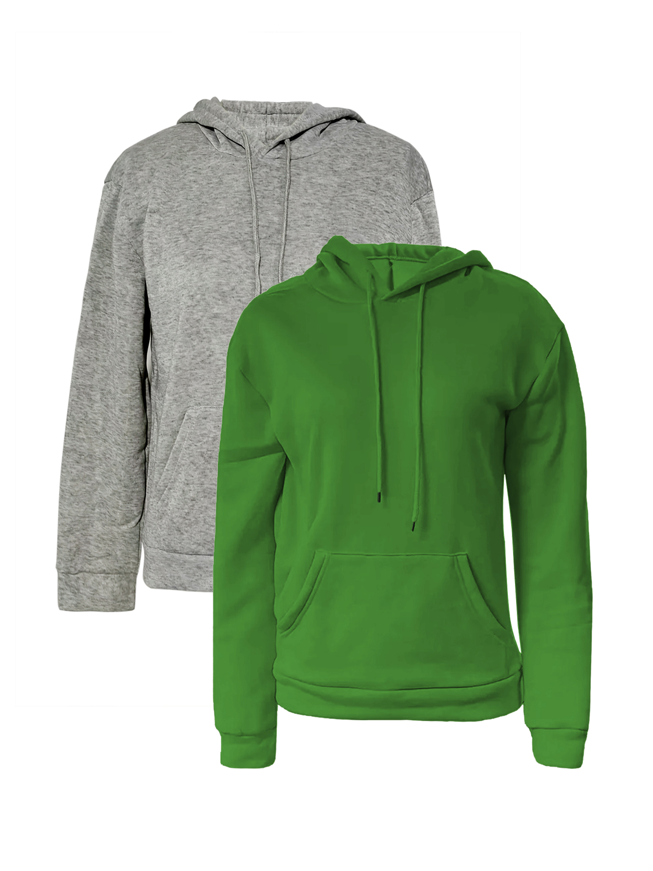 LW BASICS 2 Pack Solid Color Kangaroo Pocket Hoodie Sweatshirt