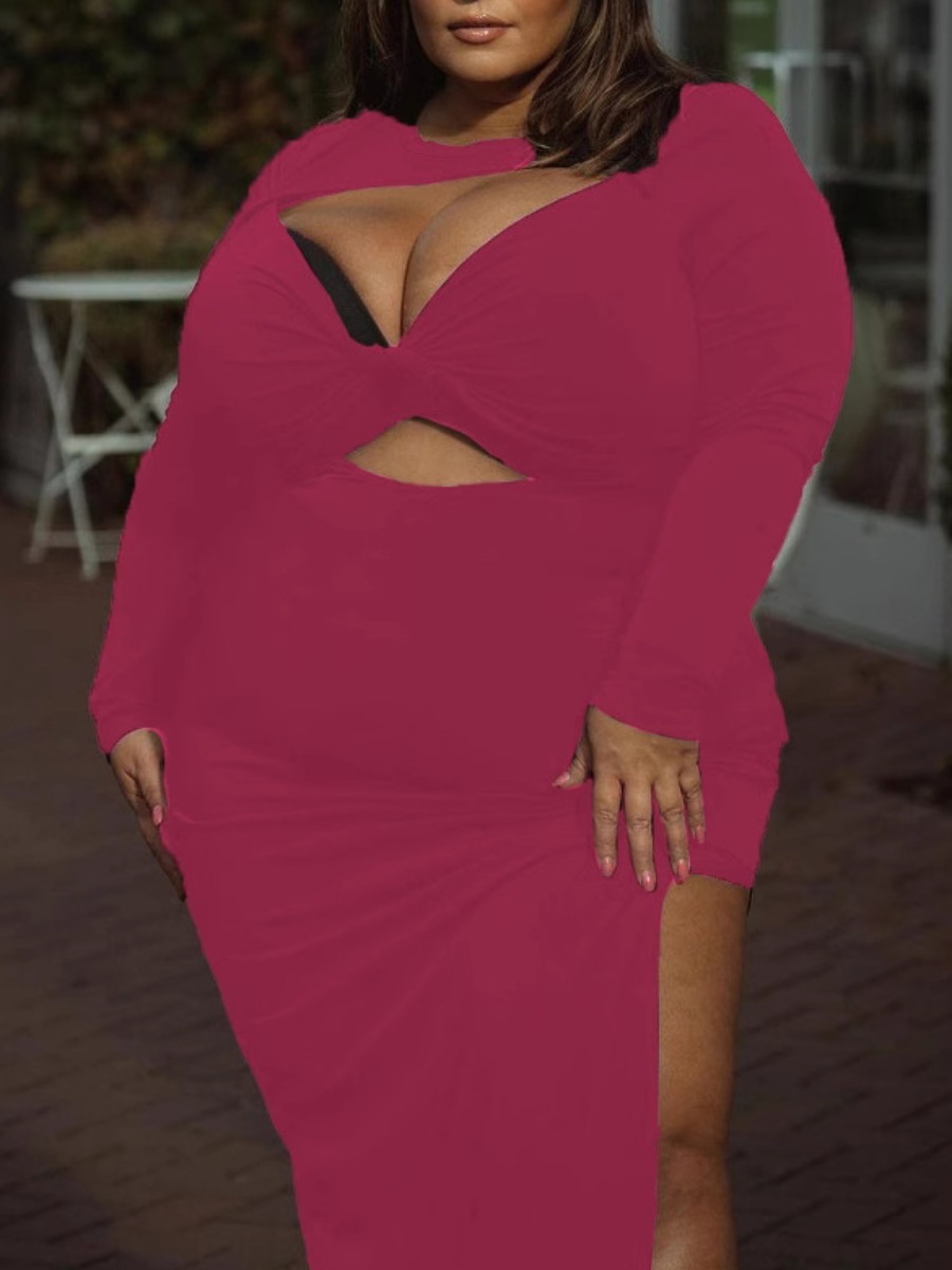 LW Plus Size Cut Out Solid Color Dress
