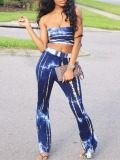 LW Casual Polyester Strapless None Tie Dye Sleeveless Two-piece Pants Set