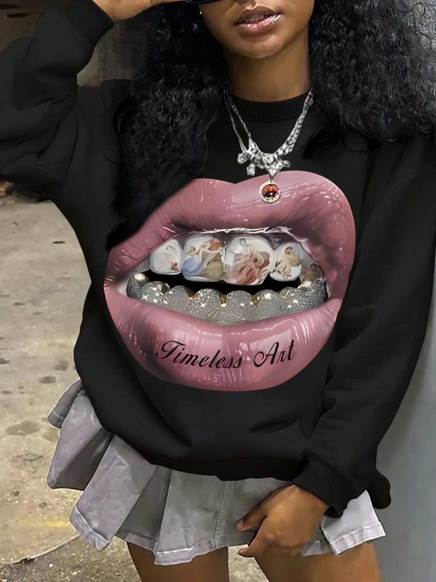 LW Pattern Lip Print Sweatshirt