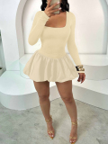 LW Ruched Solid Color Mini Dress