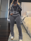 LW Casual Polyester Mandarin Collar Patchwork Solid Color Long Sleeve Two-piece Pants Set