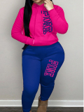 LW Casual Sweat Hooded Collar Pattern Letter Long Sleeve Two-piece Pants Set