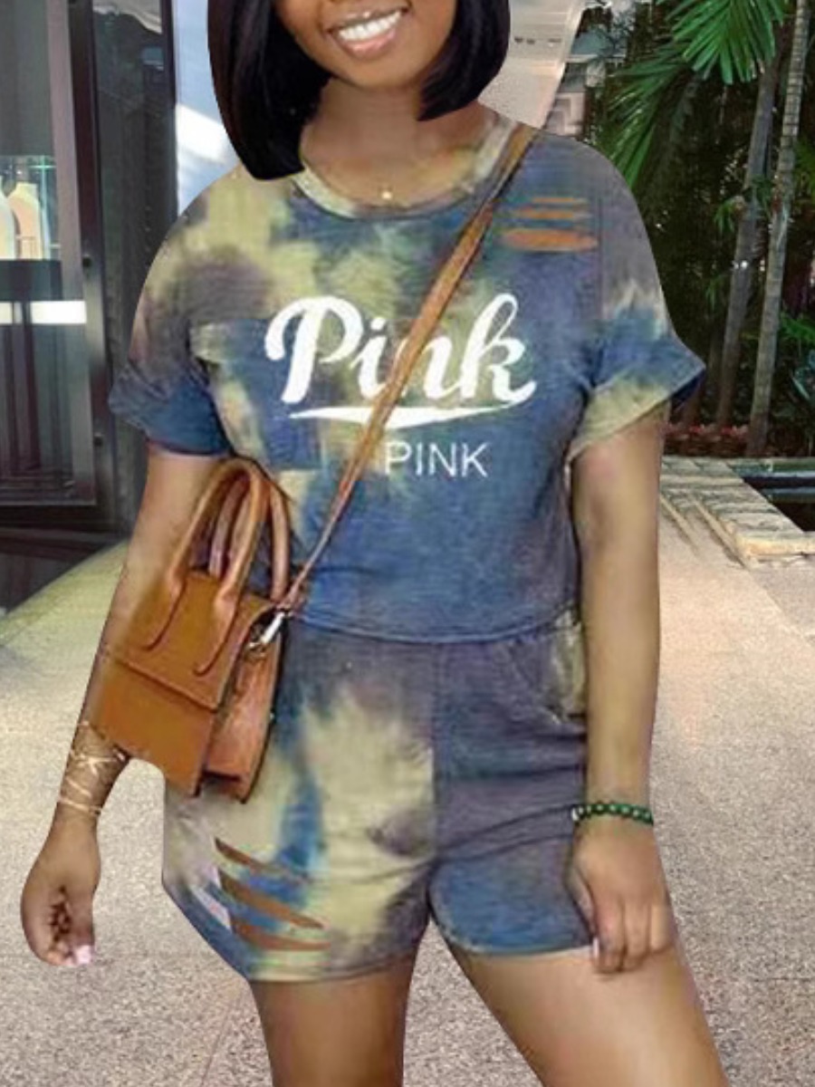 LW Casual Polyester Round Neck Pattern Letter Shor