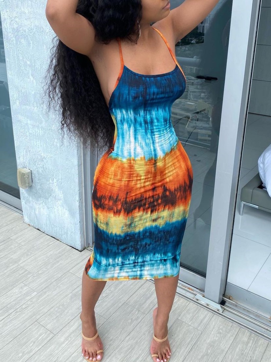 LW Pattern Tie Dye Midi Dress