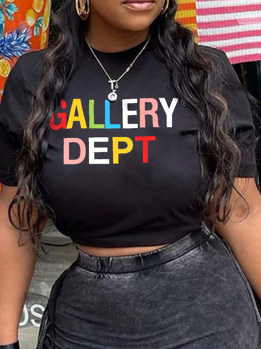 LW Plus Size Pattern Letter Print Regular T-shirt