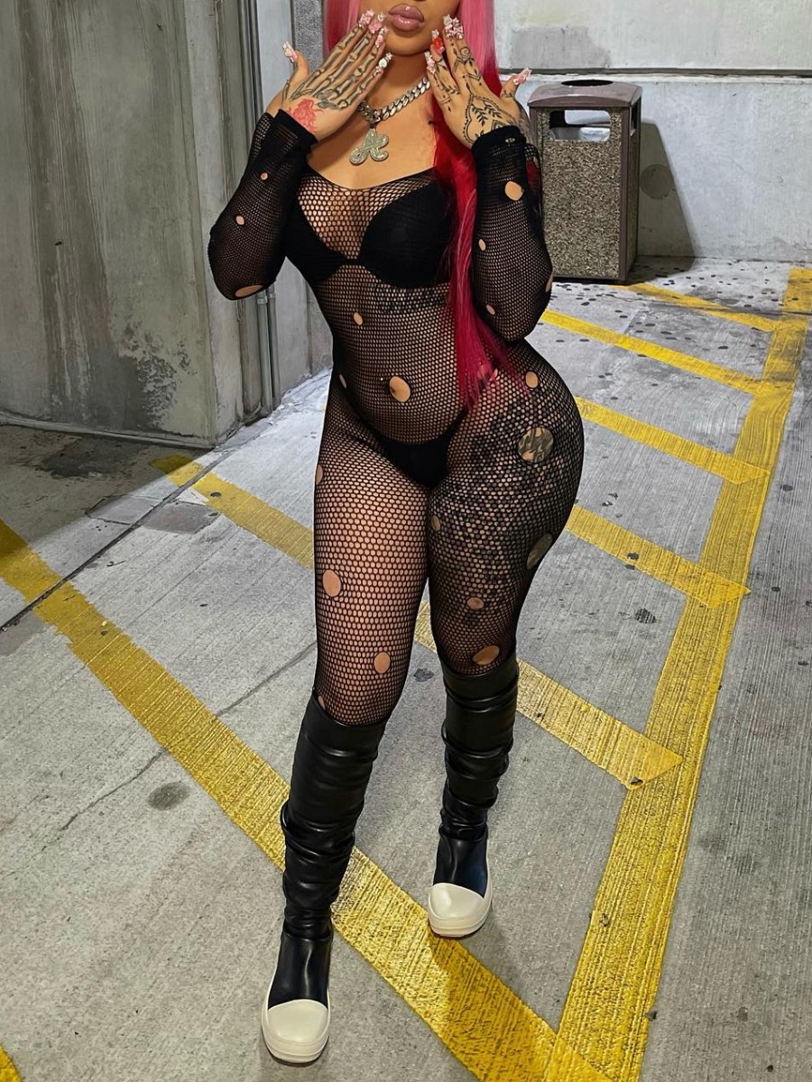 LW SXY Ripped Solid Color Jumpsuit