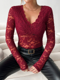 LW SXY Lace Solid Color T-shirt