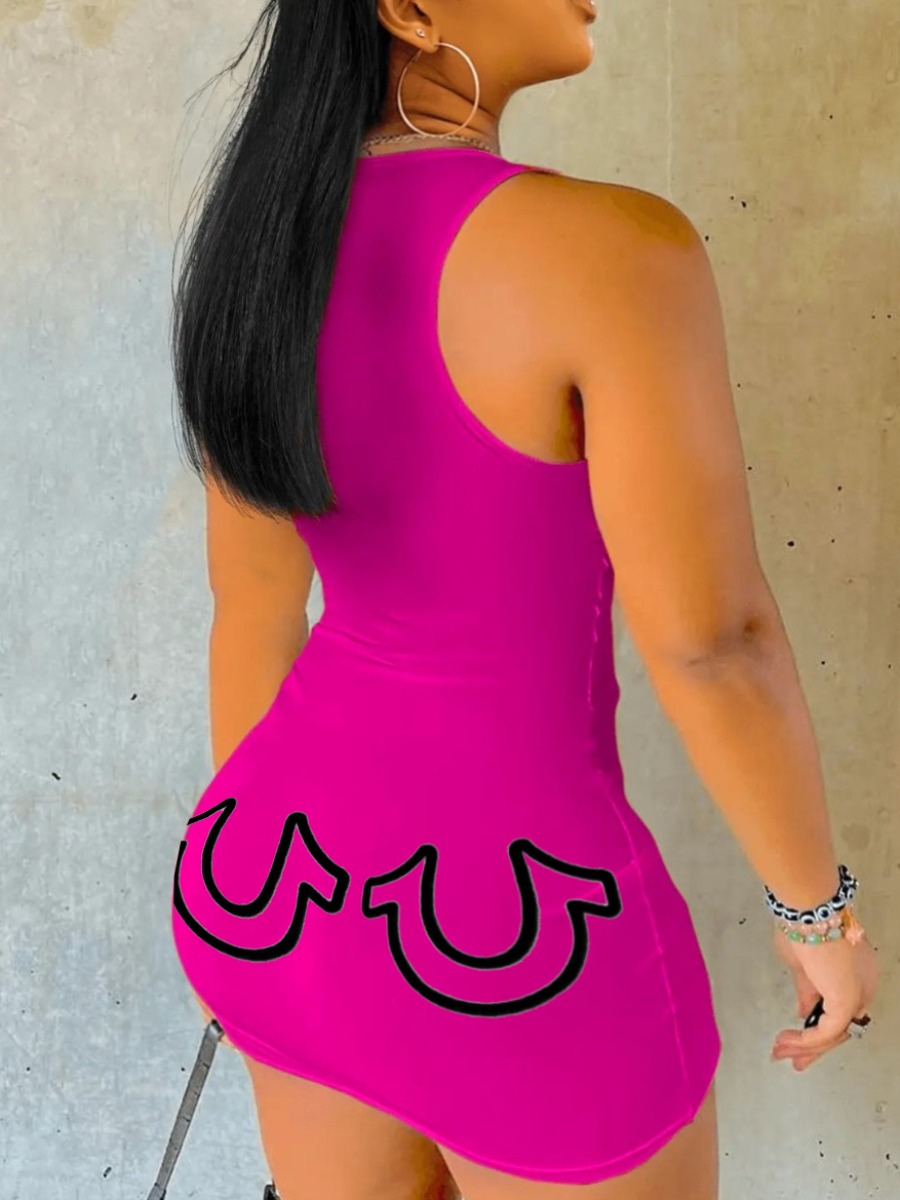 LW Pattern Letter Mini Dress