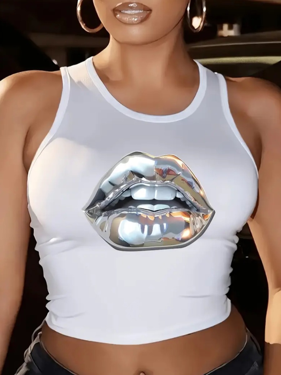 LW Pattern Lip Print Camisole&Tank Top