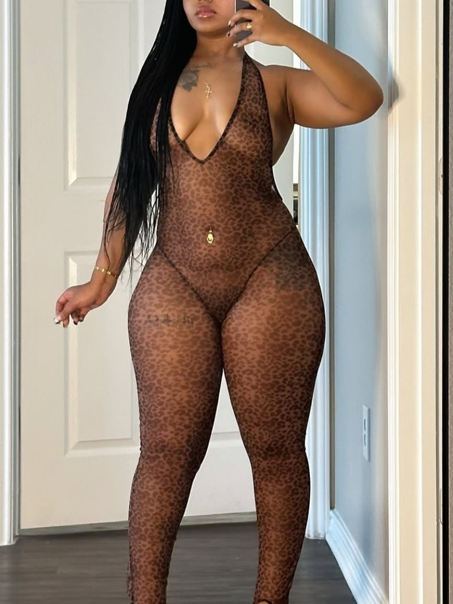 LW SXY Vests Leopard Print Leopard Jumpsuit