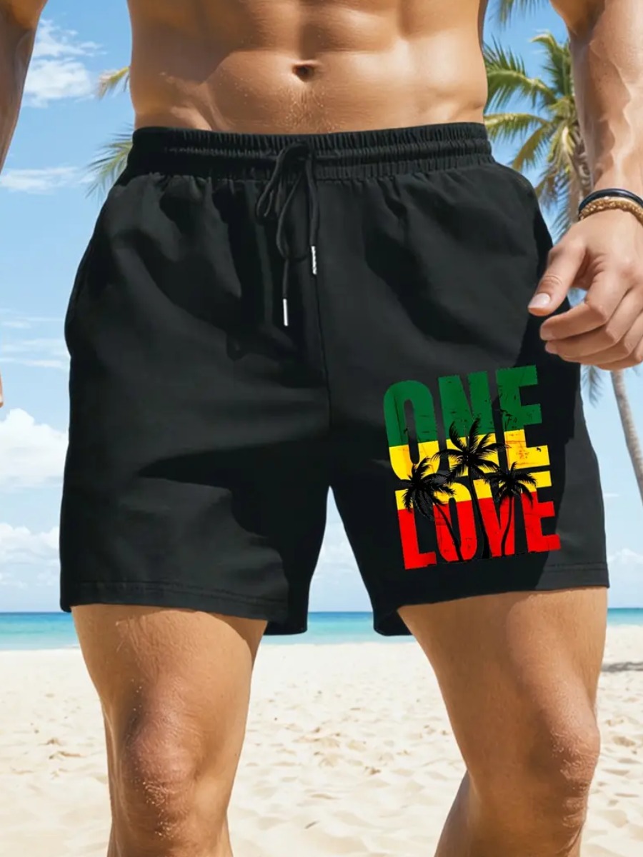 LW Men Pattern Letter Shorts
