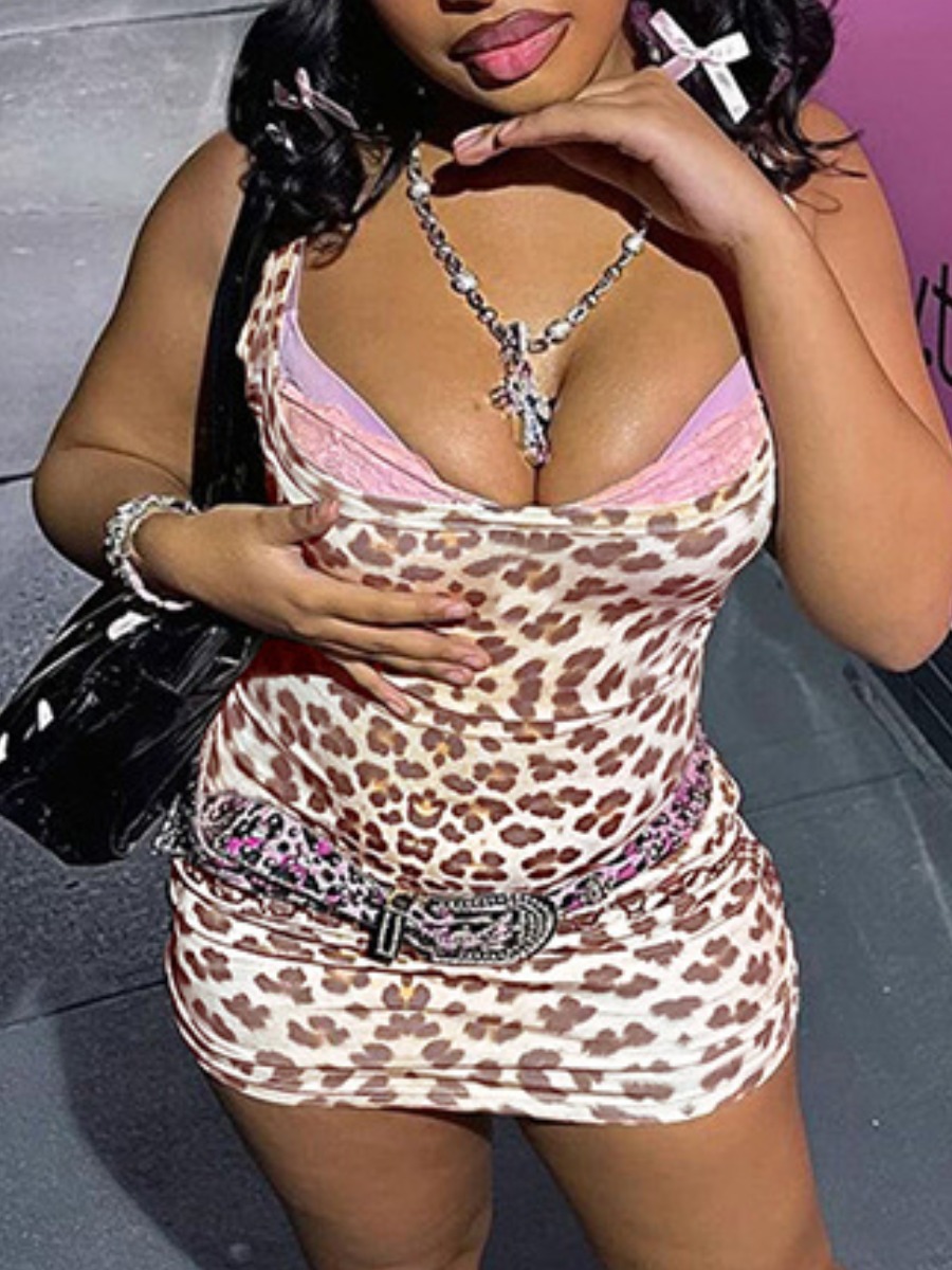 LW SXY Pattern Leopard Leopard Mini Dress