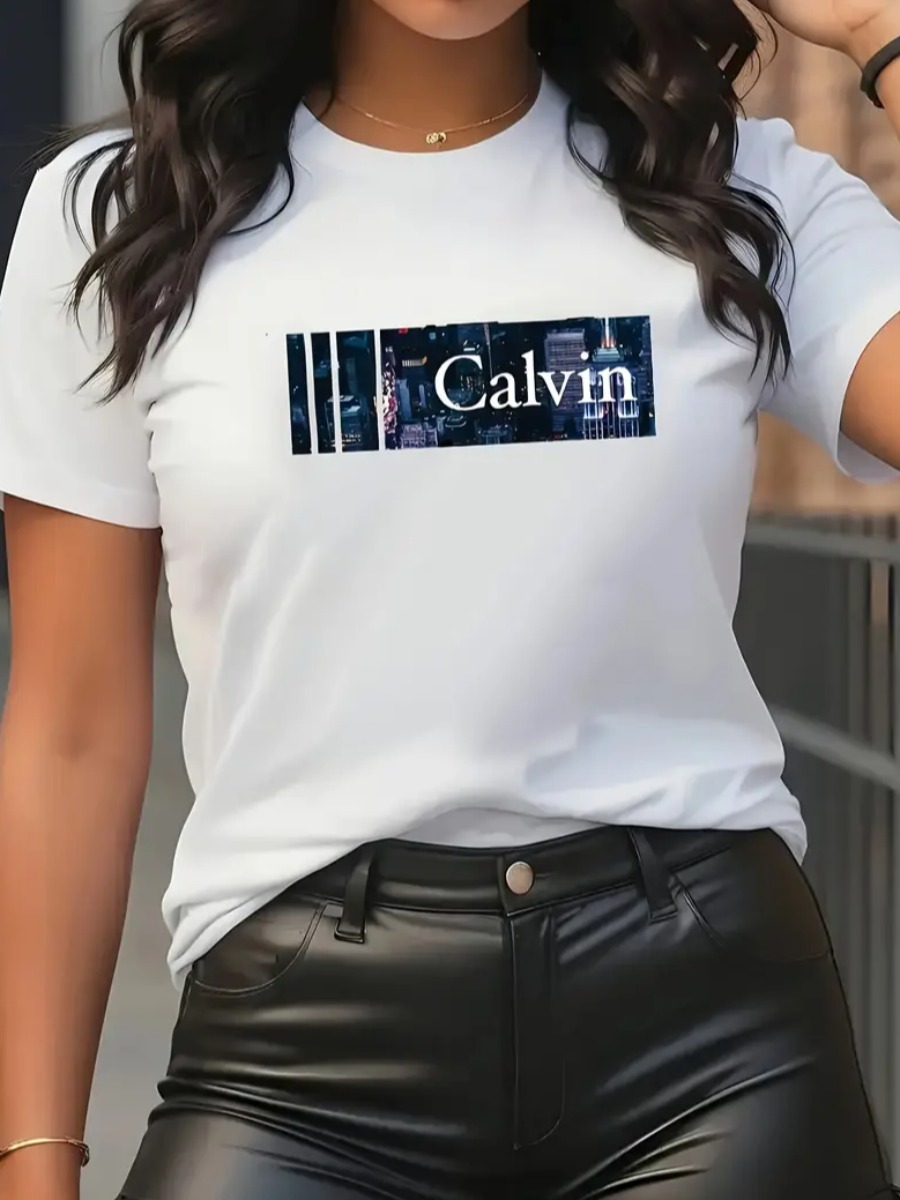LW Plus Size Pattern Letter T-shirt