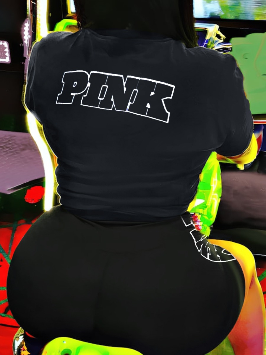 LW Casual Polyester Round Neck Pattern Letter Shor