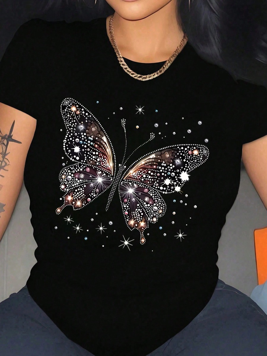 LW Plus Size Pattern Butterfly T-shirt