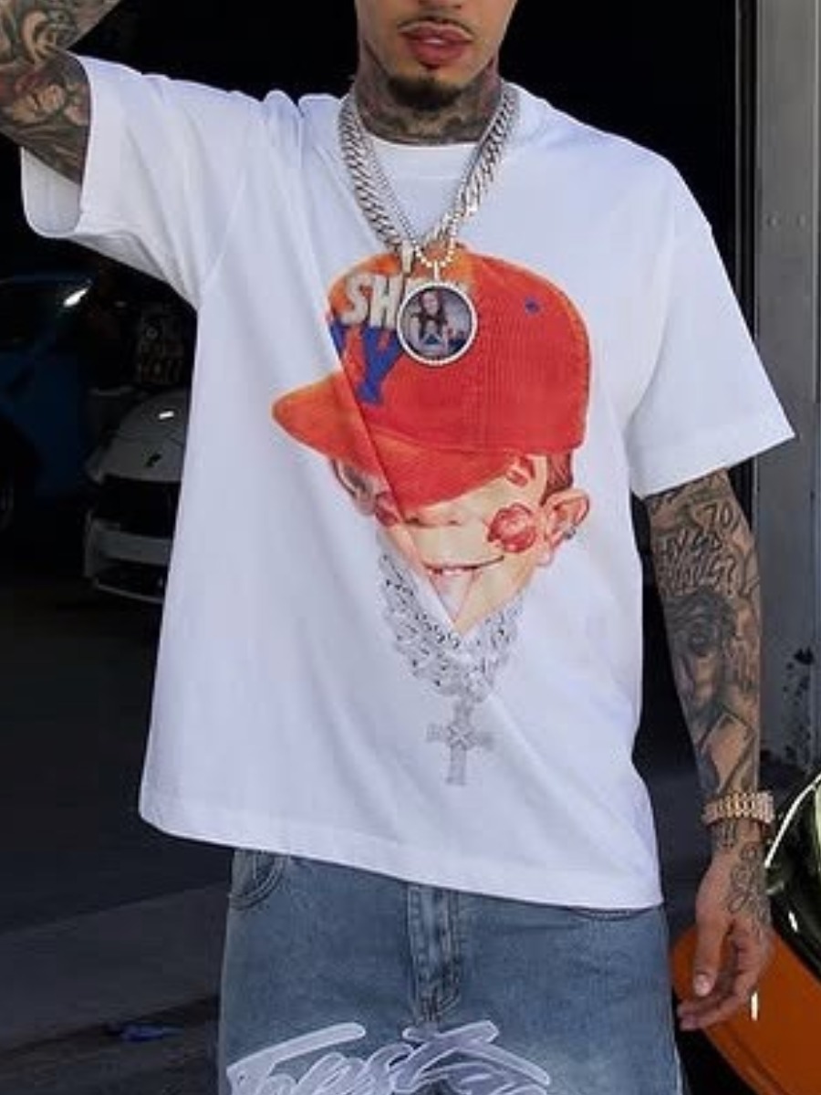 LW Men Pattern Cartoon Print T-shirt
