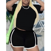 LW BASICS Round Neck Regular Fit Sporty Shorts Set