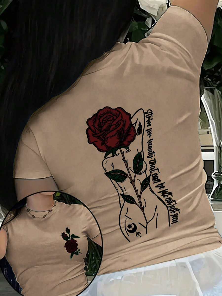 LW Pattern Rose Print T-shirt